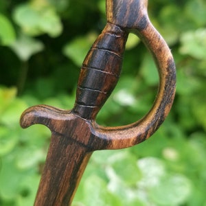 Hair Stick - Pirate Cutlass with Curved Extended 6 Inch Blade in Bocote Wood