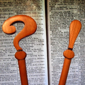 Hair Sticks - Matching Question Mark and Exclamation Point in  Cherry  - wood