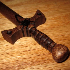 Hair Stick Fantasy Sword 9 in Walnut Wood image 4