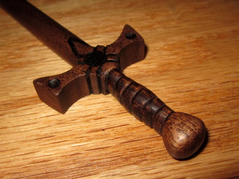 Hair Stick Fantasy Sword 9 in Walnut Wood image 4