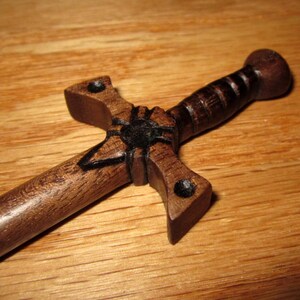 Hair Stick Fantasy Sword 9 in Walnut Wood image 3