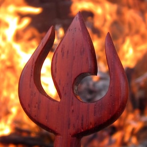 Hair Stick - Fantasy Fire Insignia in Padauk