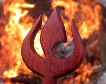 Hair Stick - Fantasy Fire Insignia in Padauk