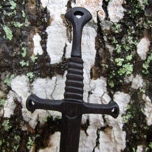 Hair Stick - Fantasy Sword 1 Hair Toy  in Ebonized Walnut  Wood Extended Length