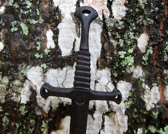 Hair Stick - Fantasy Sword 1 Hair Toy  in Ebonized Walnut  Wood Extended Length