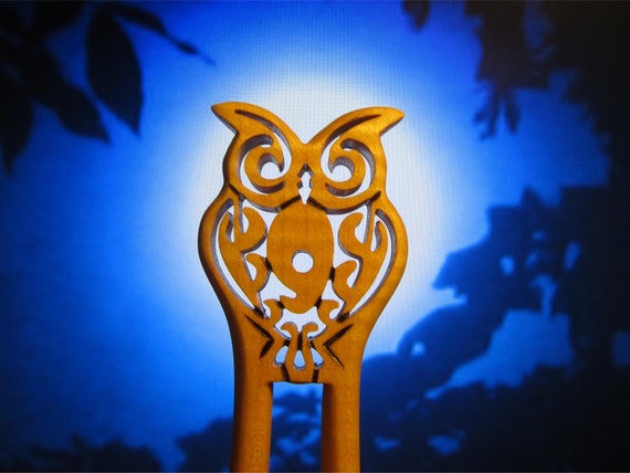 Hair Fork - Owl in Maple - Etsy Israel