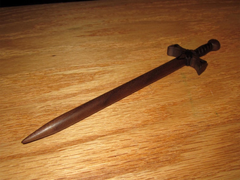 Hair Stick Fantasy Sword 9 in Walnut Wood image 6