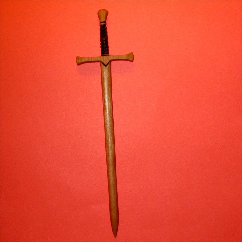 Hair Stick Fantasy Sword 6 in Cherry Wood