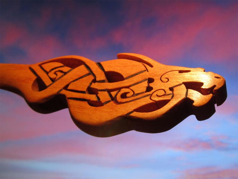 Hair Stick Dragon Dagger in Cherry Wood Etsy