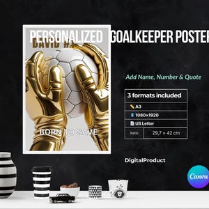 Personalized Golden Gloves Goalkeeper Poster: Custom Soccer Art (Digital Download)