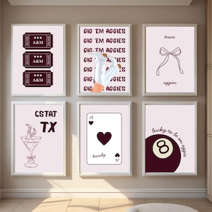 Texas A&M Wall Art Bundle – 6 Digital Prints for Dorm and Apartment Decor