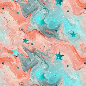 Watercolor galaxy stars Pattern - 100% Cotton Fabric - Sold by Half Yard