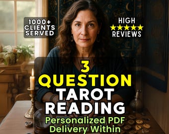 3 Question Tarot Reading, Psychic Reading, Same Hour Reading, Love Reading, Psychic Insights, Personalized Detailed Tarot PDF,Fortune Teller