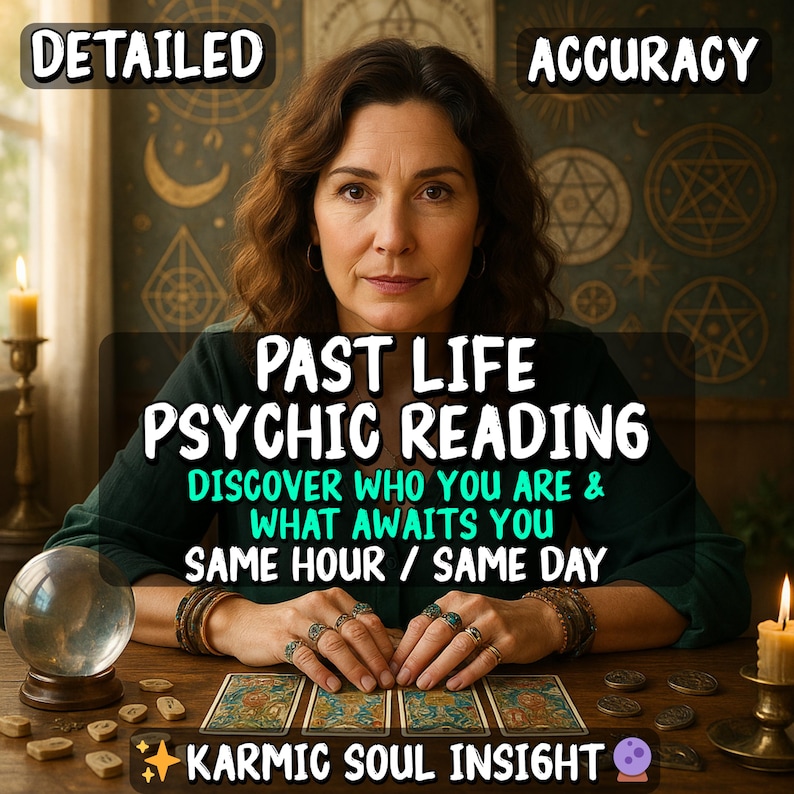 Same Hour Past Life Psychic Reading reveals deep insights into your reincarnated soul. Discover karmic energy, soul memories, and unresolved spiritual lessons that shape your current path. This clairvoyant reading connects with your spirit guides and delivers accurate messages through intuitive mediumship, helping you unlock your soul’s hidden past and heal what still echoes today. This clairvoyant Past Life Reading brings fast and accurate insight into who you were before this life.