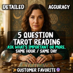 5 Fragen Tarot-Lesung, Same Hour Psychische Einsicht, Liebe, Karriere, Zukunftsleitung, Ehrliches & Genaues Tarotkarten-Lesen, Spirituelle Einsicht