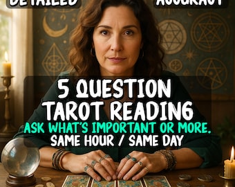 5 Question Tarot Reading, Same Hour Psychic Insight, Love, Career, Future Guidance, Honest & Accurate Tarot Cards Reading, Spiritual Insight