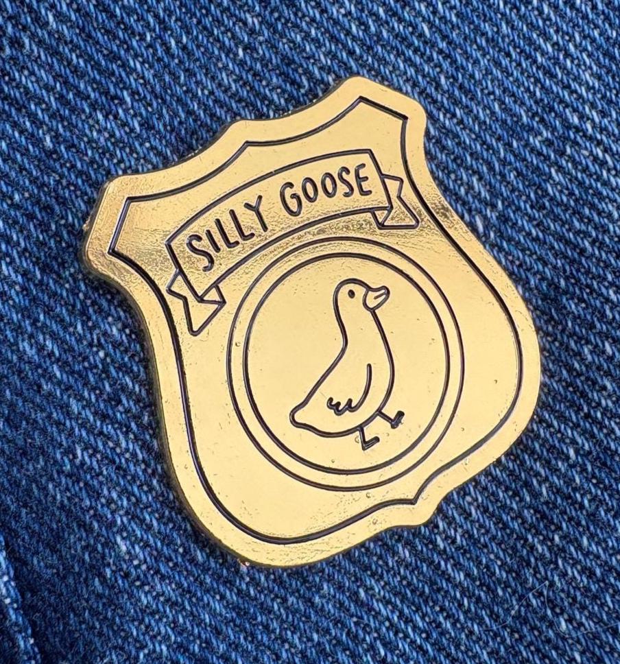 Silly Goose Pin | Cute Goose On The Loose Badge | Cute Animal Gift for Friends | Funny Goose Lapel Pin