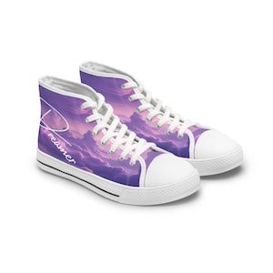 Divergent Fit Purple Clouds High Top Sneakers: Pleather Toe, Canvas Comfort