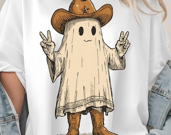 Halloween Cowboy Ghost PNG: Western Sublimation Design (Digital Download)