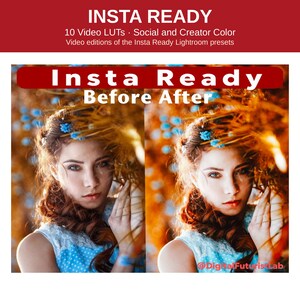 Insta Ready Video LUTs, 10 Cube LUTs for Premiere Pro DaVinci Resolve Final Cut Pro and CapCut, Aesthetic Instagram Video Color Grading