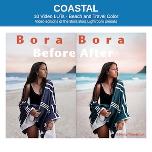 Coastal Video LUTs, 10 Cube LUTs for Premiere Pro DaVinci Resolve Final Cut Pro and CapCut, Tropical Beach Travel Video Color Grading