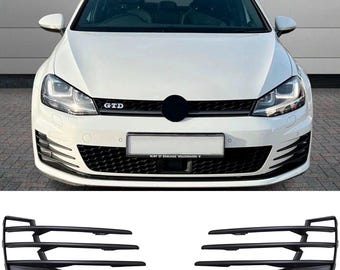 Pair of front fog light grilles for Volkswagen Golf 7 VII GTI GTD 2012-2017