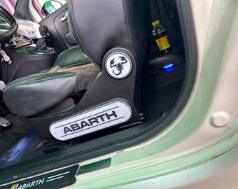 Handcrafted decorative plate kit for Fiat Abarth 695 / 595 seats, passenger side + driver side