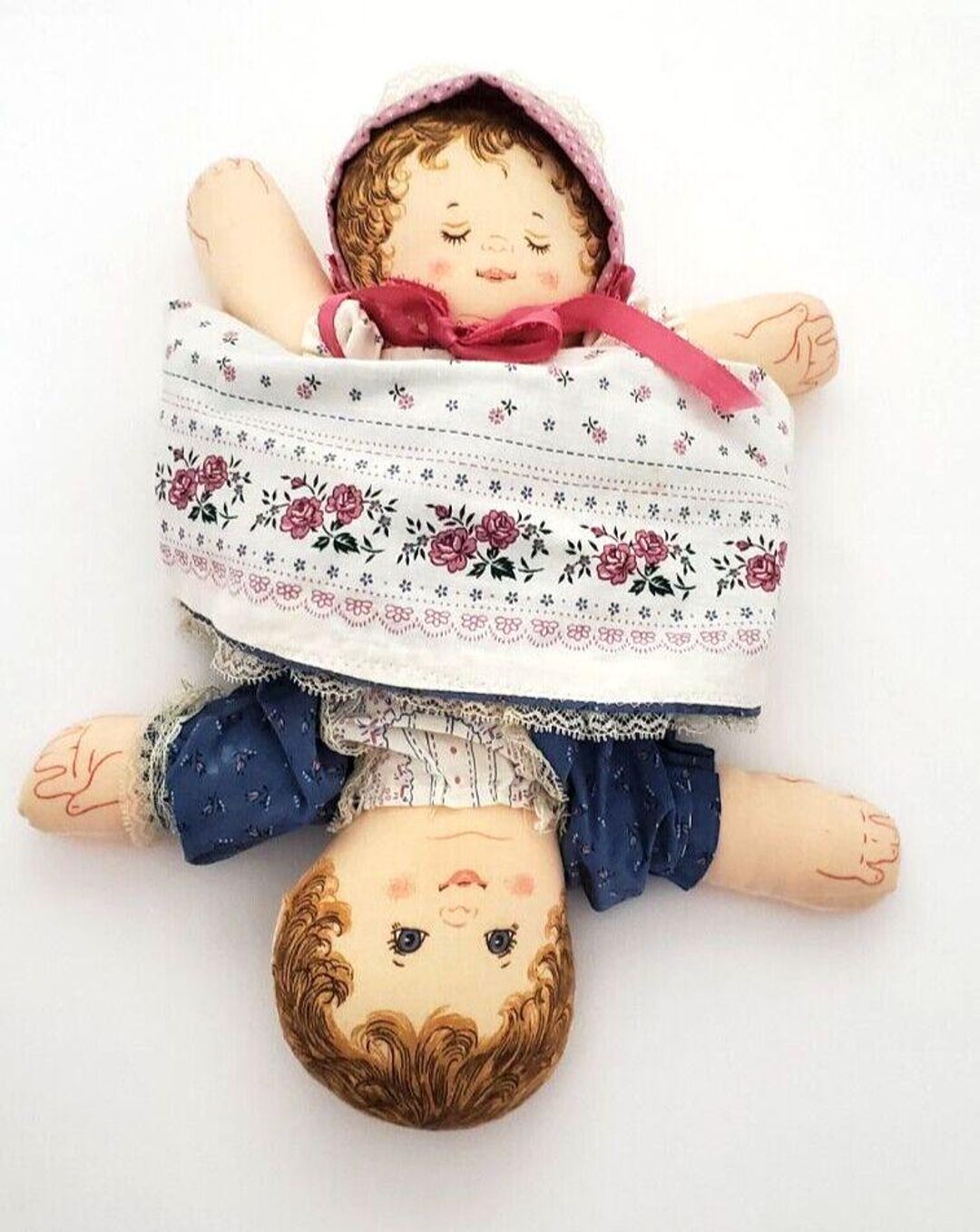 Vintage Handmade Topsy Turvy Rag Doll Two Sided Sleep Awake Folk Art - Etsy