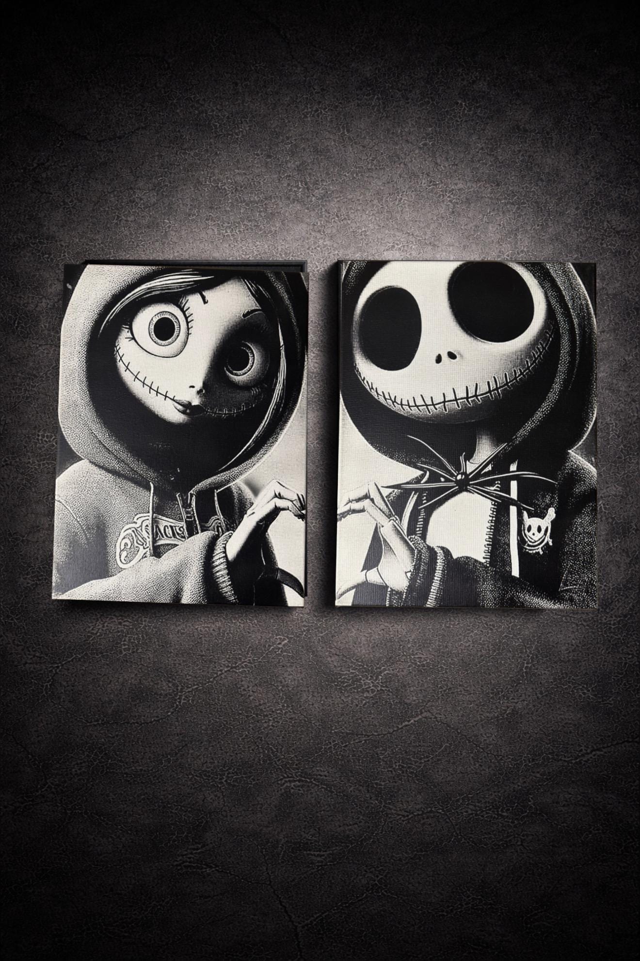 Romantic black and white couple painting, love, modern bedroom decor, canvas, 30x40 cm