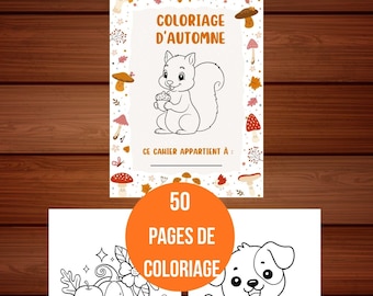 Libro da colorare autunnale 50 pagine da stampare attività per bambini in formato PDF