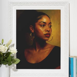 Melanin Gaze – Black Woman Portrait, Afrocentric Digital Wall Art, Regal Afro Beauty Printable Download