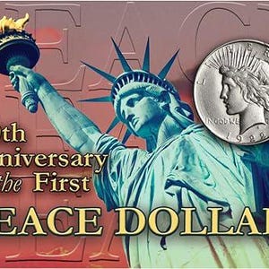 Carta commemorativa del 100° anniversario della prima moneta da un dollaro della pace