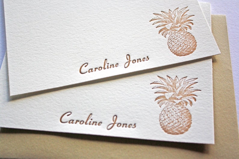 Personalized Letterpress Stationery Pineapple Gifts image 1