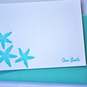 Personalized Starfish Letterpress Stationery Aqua Blue Cards image 4