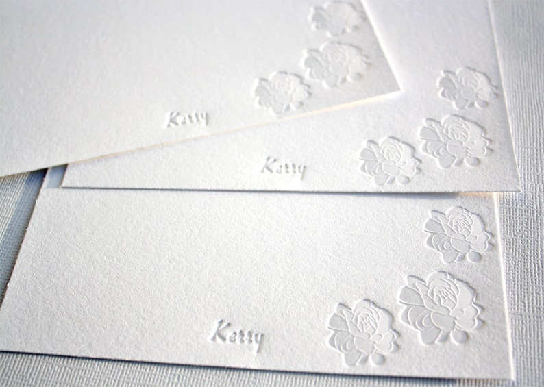 Personalized Letterpress Stationery Pikake Jasmine Blossoms image 1