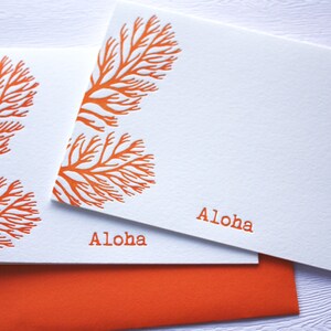 Ocean Coral Letterpress Folded Cards Aloha Mahalo image 3