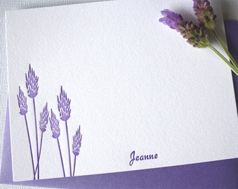 Personalized Letterpress Stationery Lavender Blossoms