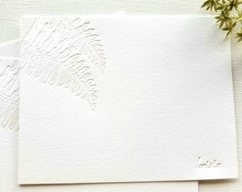 Personalized Letterpress Stationery Kupukupu Fern Botanical Blind Debossed