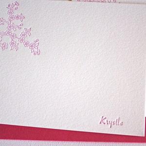 Personalized Letterpress Stationery Cherry Blossoms Spring Pink image 3