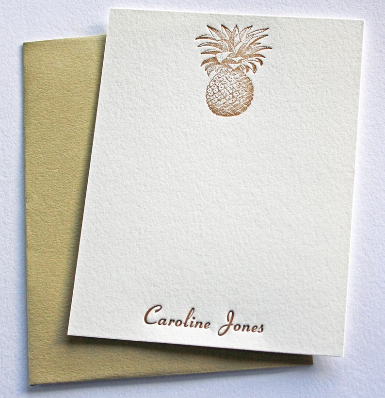 Personalized Letterpress Stationery Pineapple Gifts image 4