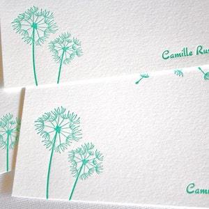 Personalized Letterpress Stationery Dandelions Teal Blue image 2