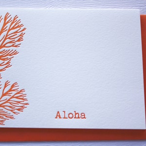 Ocean Coral Letterpress Folded Cards Aloha Mahalo image 2