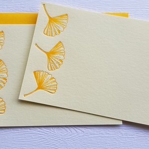 Golden Ginkgo Letterpress Stationery Note Cards image 5