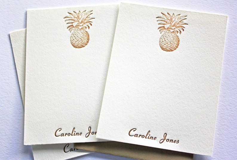 Personalized Letterpress Stationery Pineapple Gifts image 5