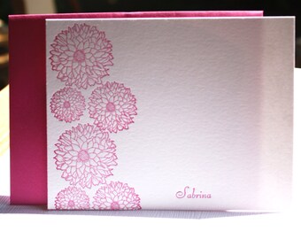 Dahlia Personalized Letterpress Stationery Fuchsia Pink Script Font