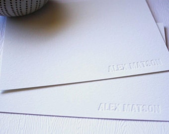 Classic Personalized Letterpress Stationery Men Women Blind Debossed Ink-less