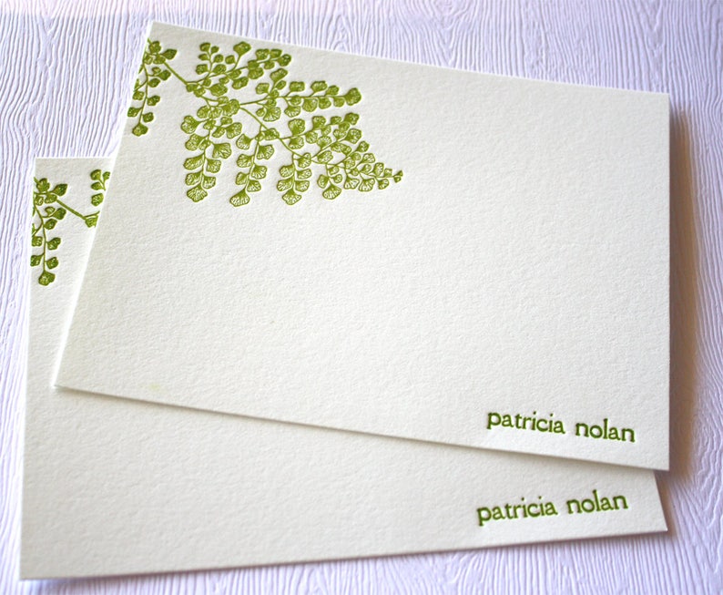 Personalized Letterpress Stationery Hawaiian Maidenhair Fern \u02bbIwa \u02bbIwa