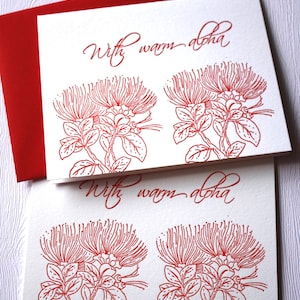 Letterpress Stationery Hawaii Mountain Apple Blossoms Aloha
