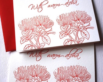 Letterpress Stationery Hawaii Mountain Apple Blossoms Aloha