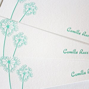 Personalized Letterpress Stationery Dandelions Teal Blue image 5